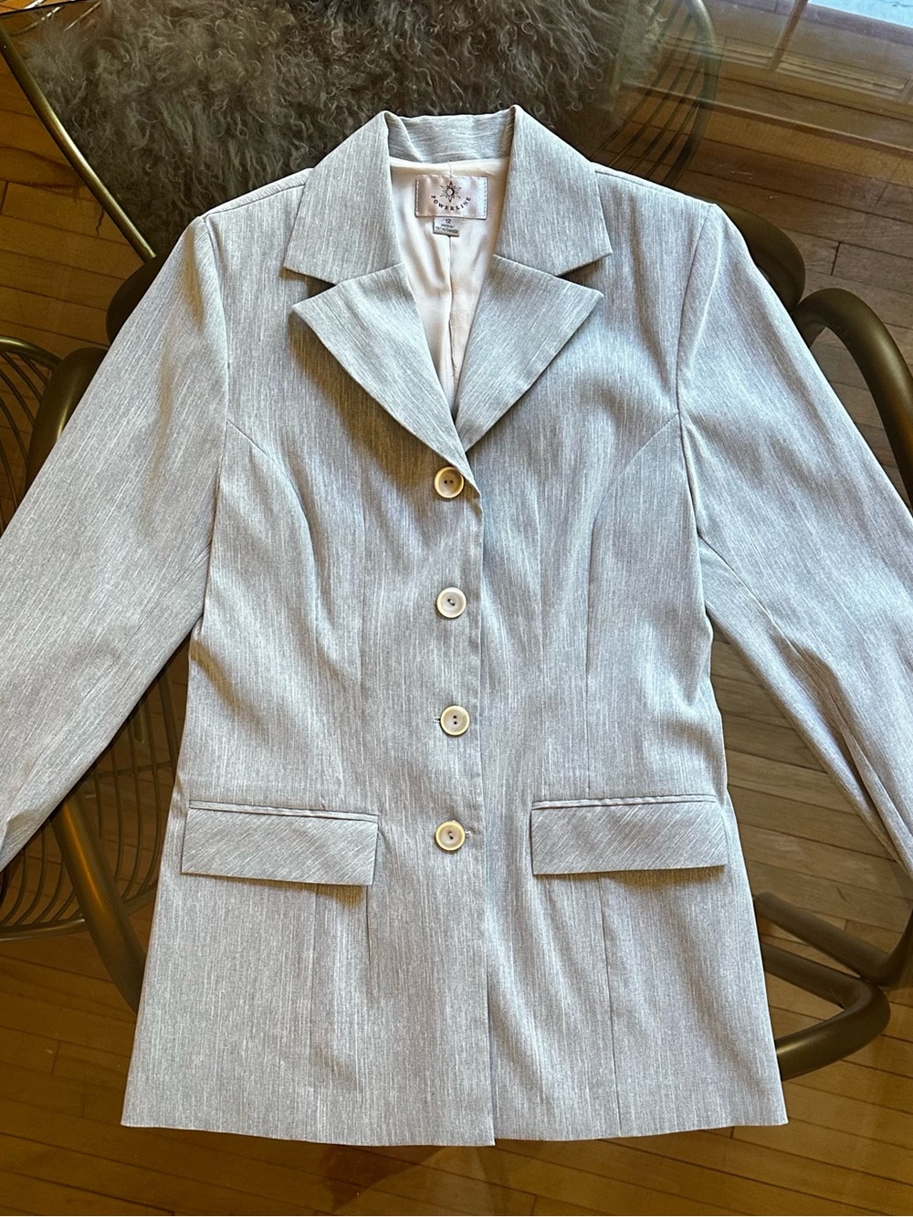 Powerline Vintage Light Gray Tailored Blazer Jacket – Size 12 – Made in Canada